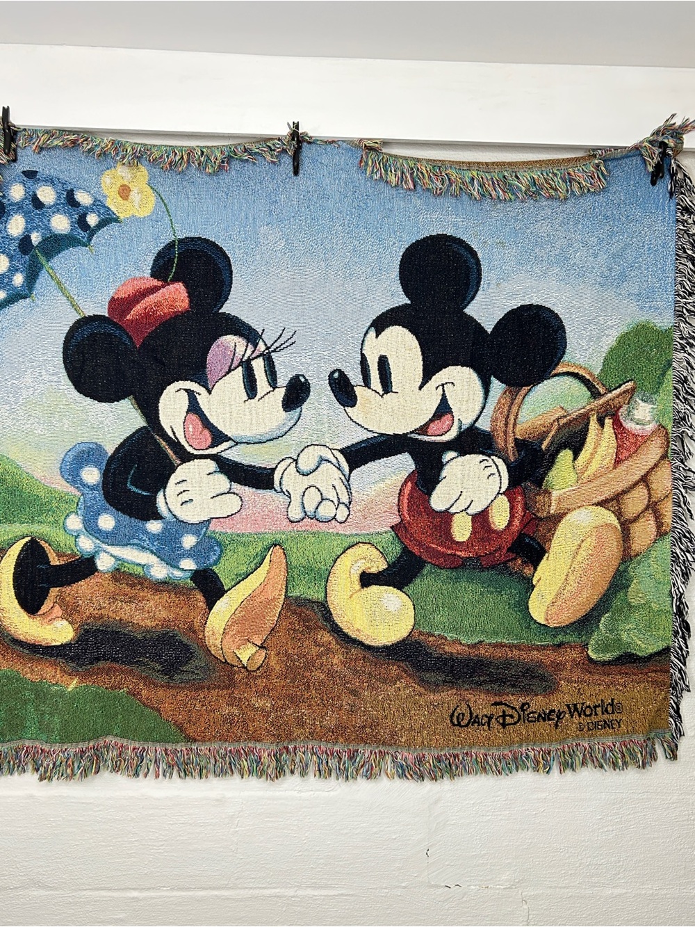 Mickey & Minnie Mouse Throw Blanket 50x62 Afghan Tapestry Walt Disney World